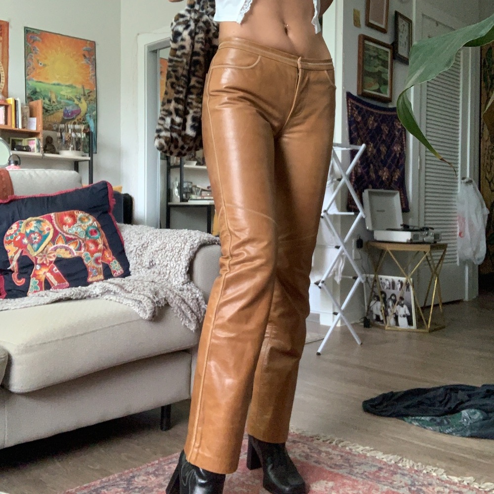 gap low-rise bootcut leather pants!